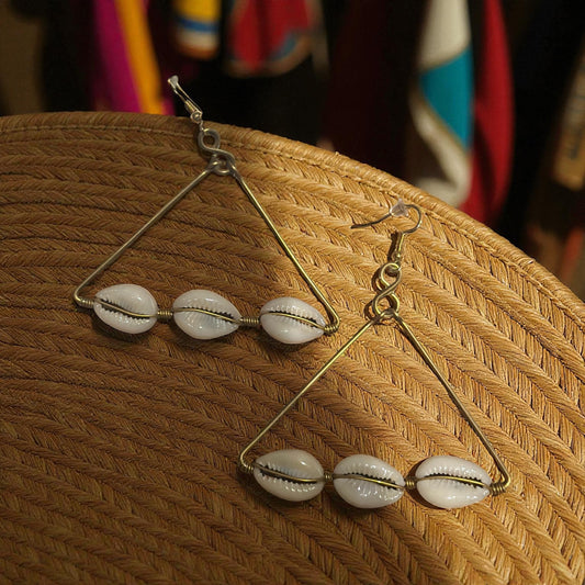 TriShell Cowrie Frame Earrings