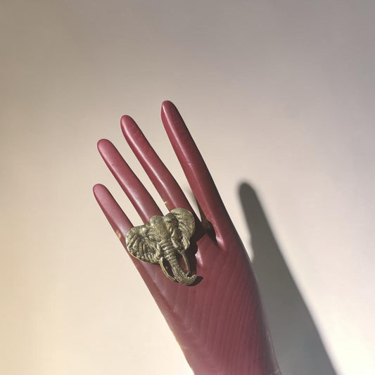 Majestic Elephant Brass Ring