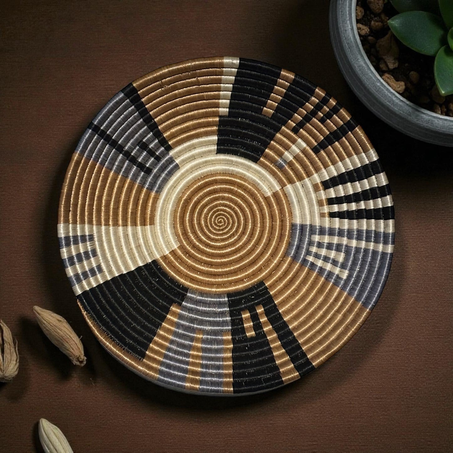 🌞 Earthbound Sunburst Woven Basket