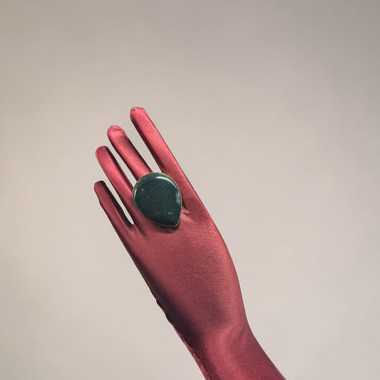 Green Aventurine Brass Ring – Teardrop