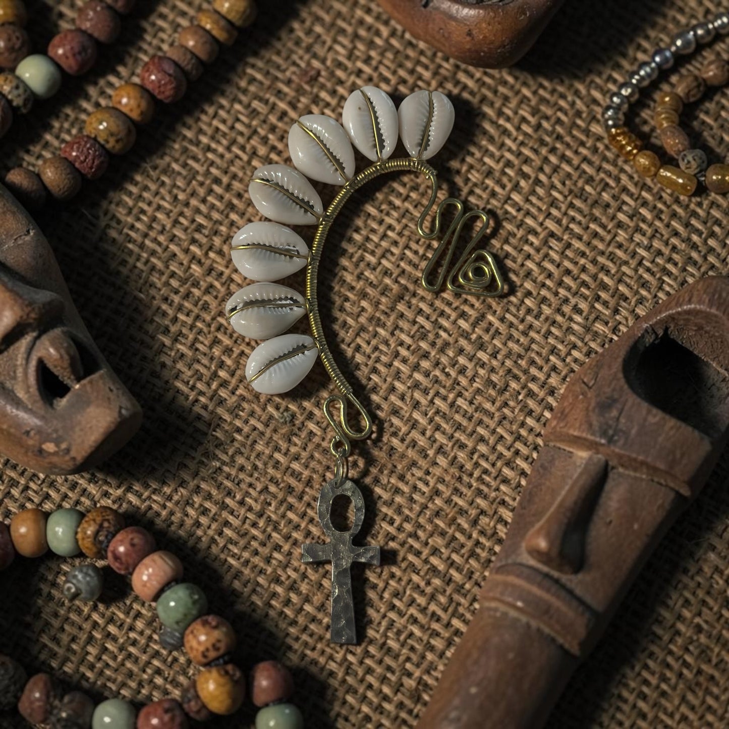 AdornHer “Ankh Essence” Cowrie Ear Cuff (Right Ear)