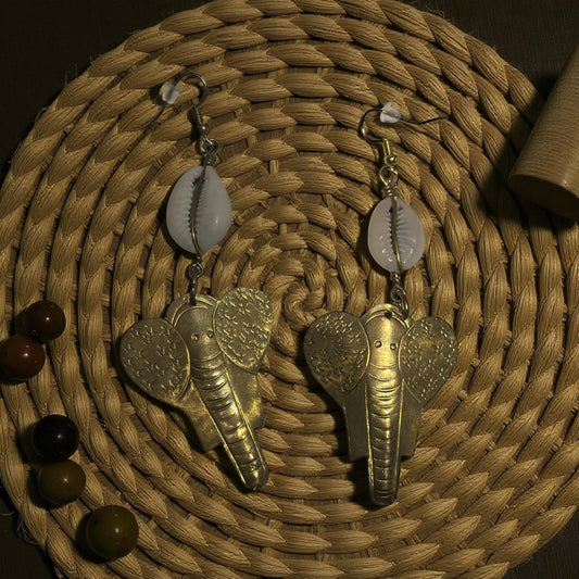 Elephant Majesty Cowrie Earrings