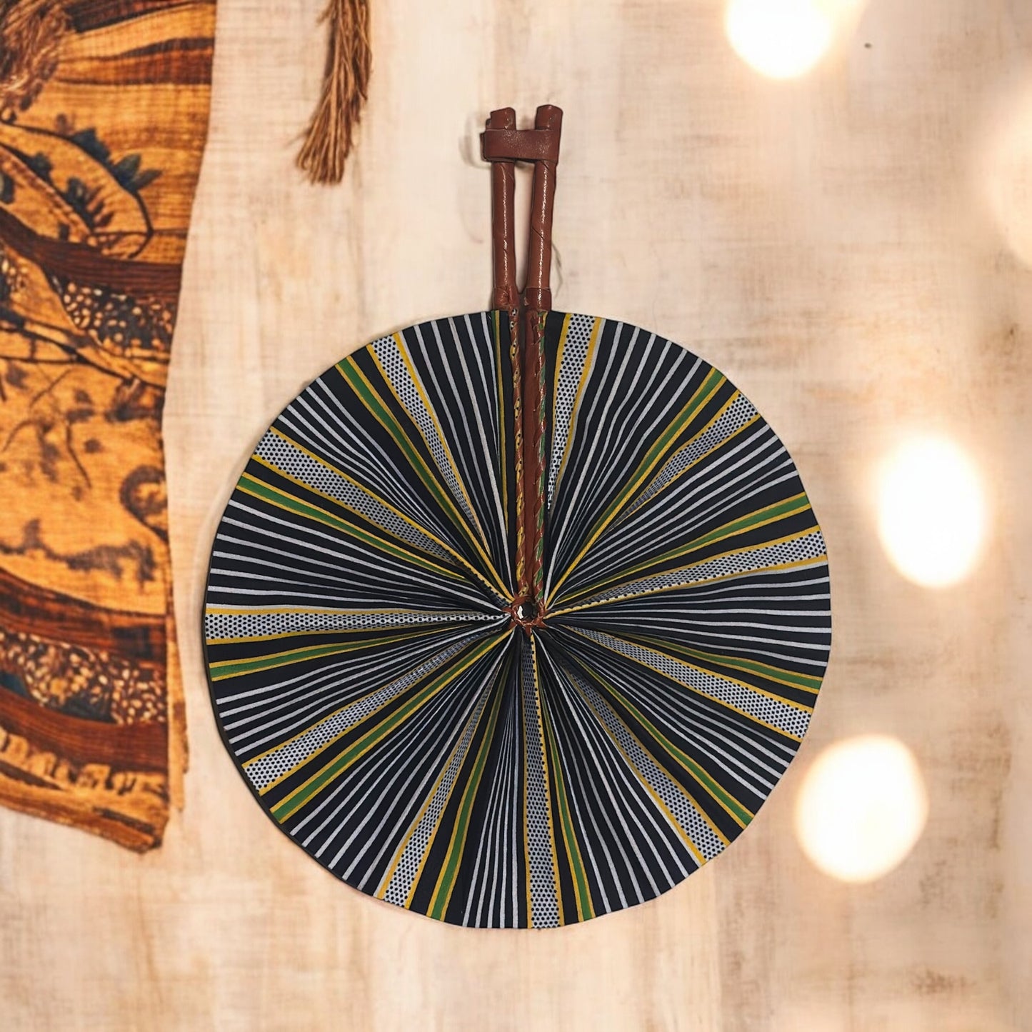 Golden Stride Ankara Folding Fan