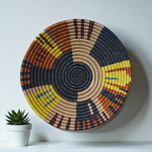 🌍 Sankofa Sunburst Woven Basket