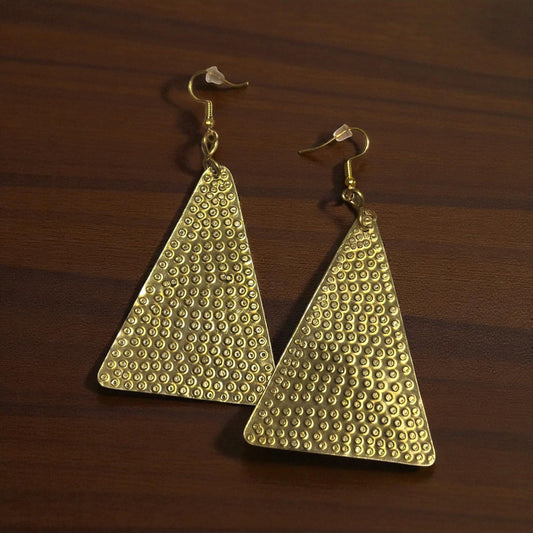 Golden Pyramid Brass Earrings