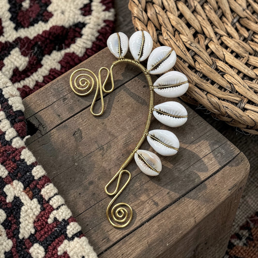 AdornHer “Golden Halo” Cowrie Ear Cuff (Left Ear)