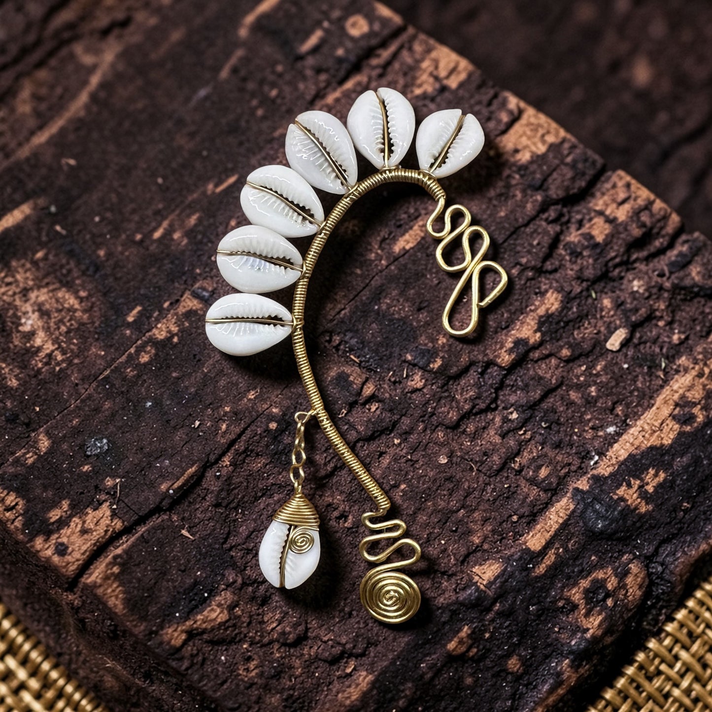 AdornHer “Sacred Spiral” Cowrie Ear Cuff (Right Ear)