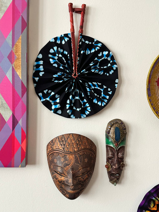 Night Bloom Ankara Folding Fan