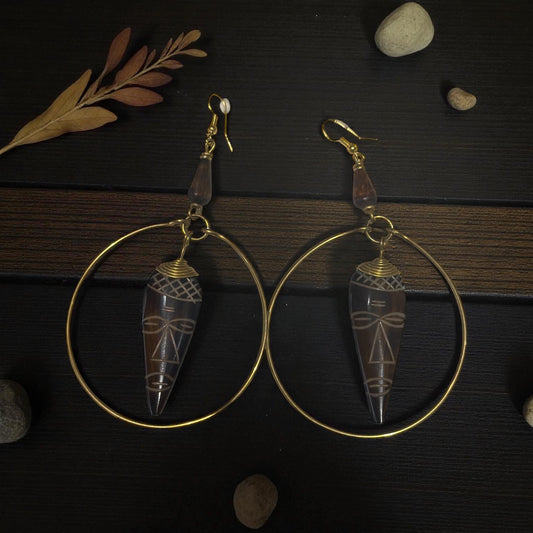 Guardian Spirit Mask Hoop Earrings