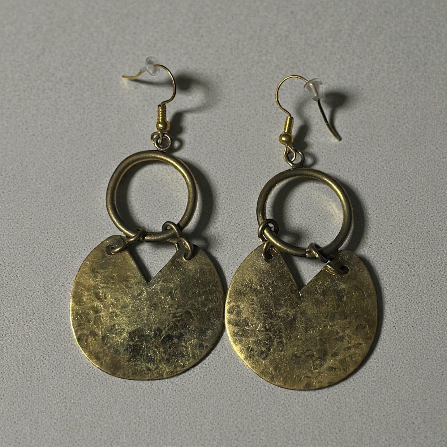 “Golden Echo” Brass Disc Earrings