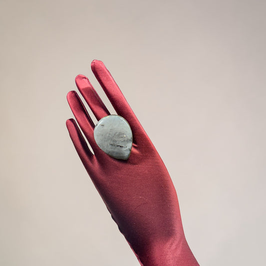 Larvikite Brass Ring – Teardrop