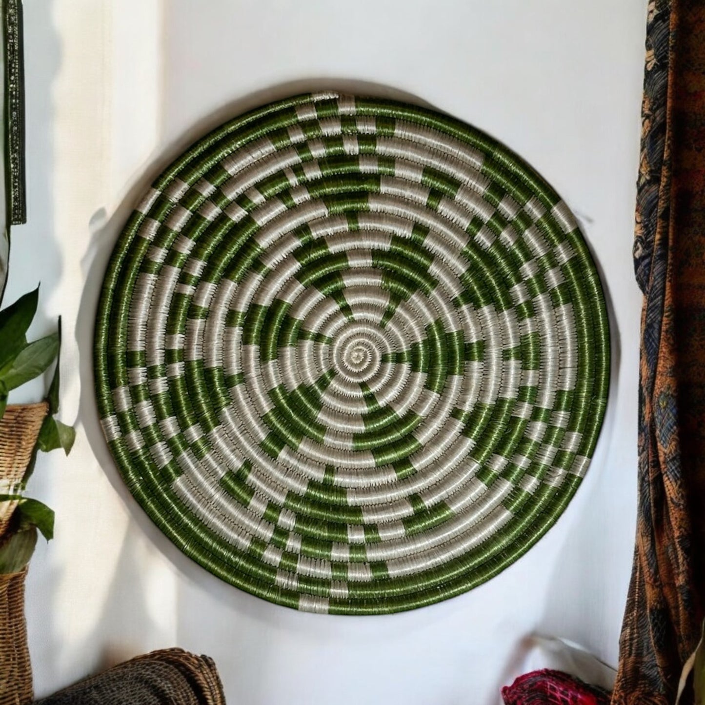 Verdant Mosaic Woven Wall Mat