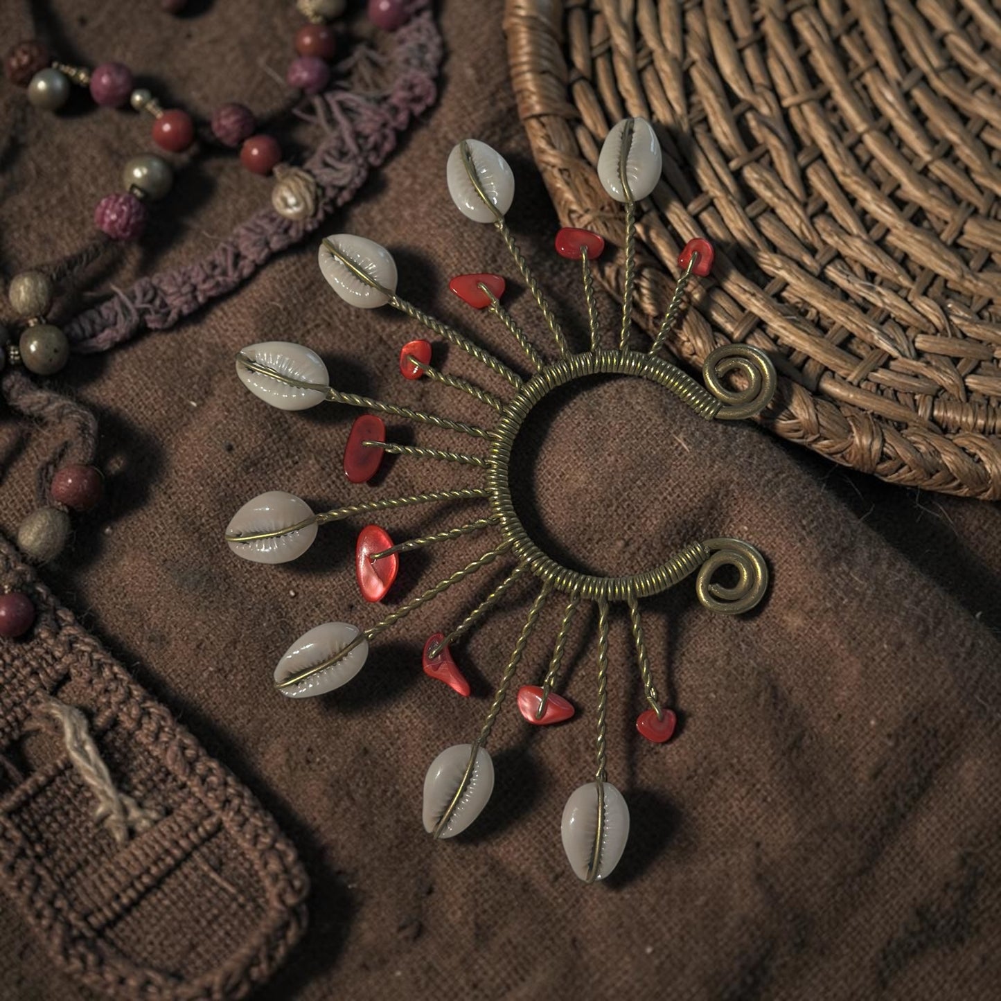 AdornHer “Red Jasper Crown” Cowrie Ear Cuff (Dual Wear)