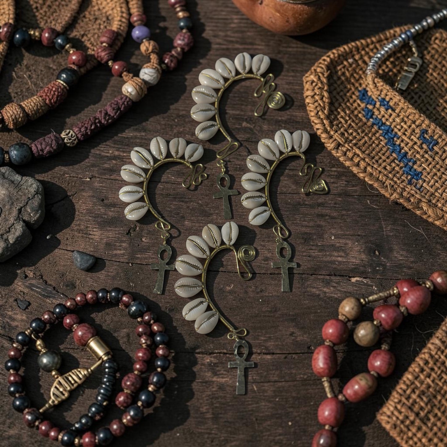 AdornHer “Ankh Essence” Cowrie Ear Cuff (Right Ear)