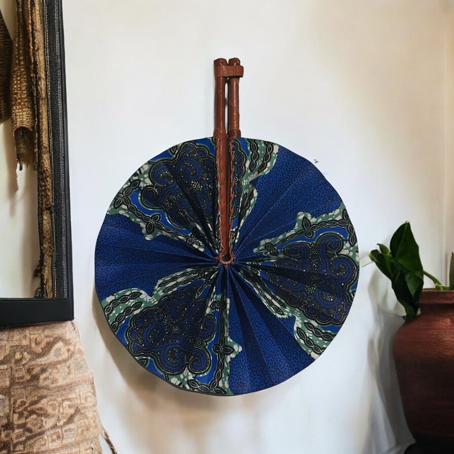 Celestial Swirls Ankara Folding Fan