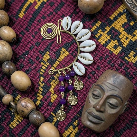 AdornHer “Violet Tides” Cowrie Ear Cuff (Left Ear)