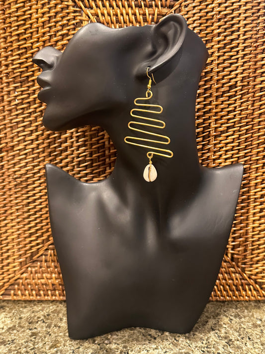 Zara Zigzag Brass Earrings