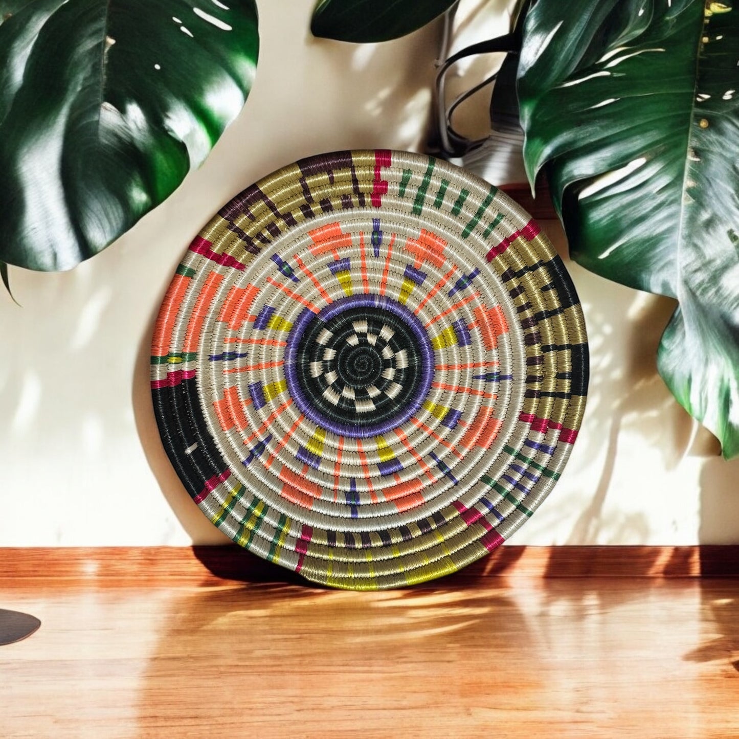 Sunburst Mosaic Woven Basket
