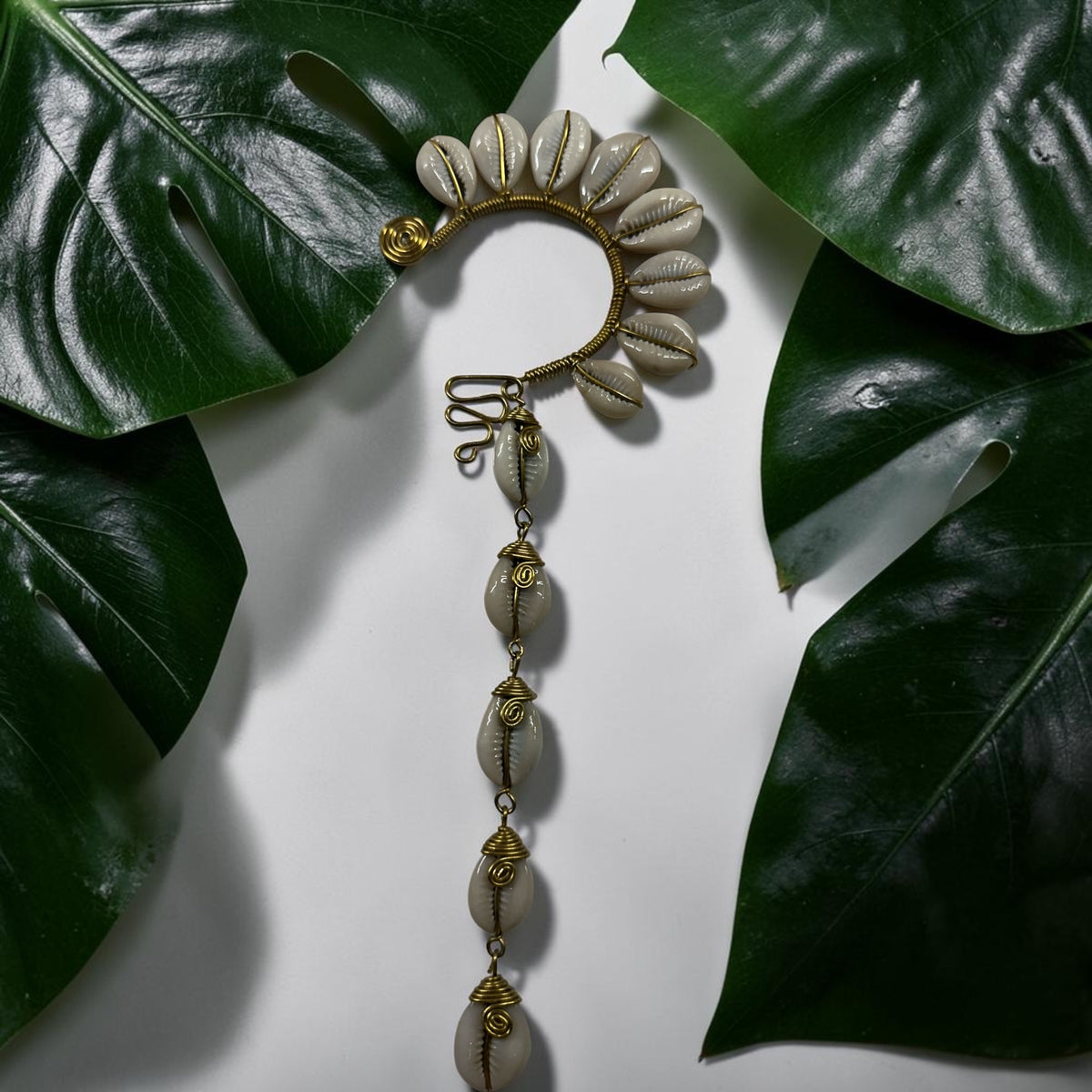 AdornHer “Moonlit Shell” Cowrie Ear Cuff (Left Ear)
