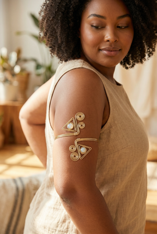 AdornHer Ivory Geometry Arm Cuff