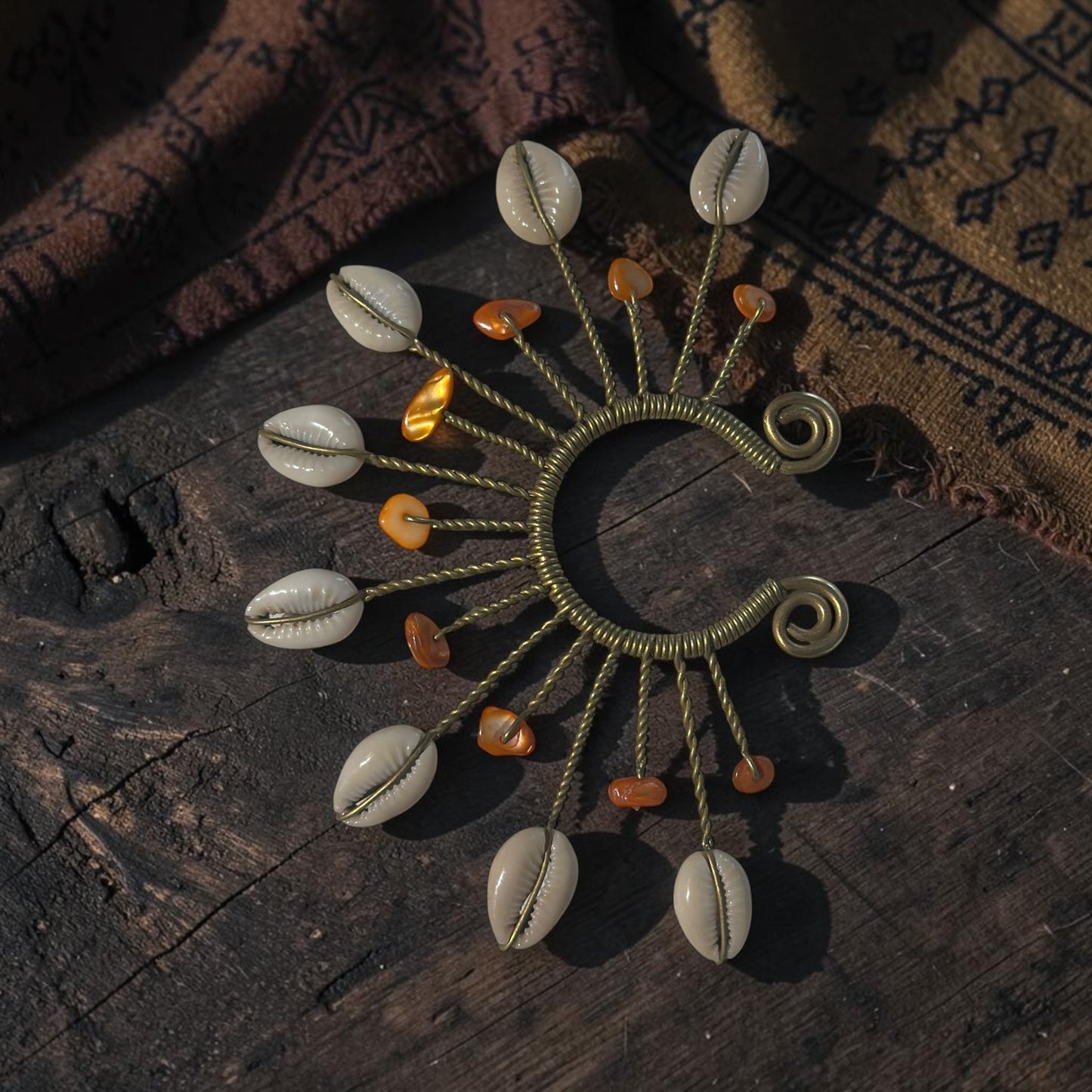 AdornHer “Amber Crown” Cowrie Ear Cuff (Dual Wear)