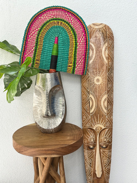 Pink Turquoise Yellow Woven Fan