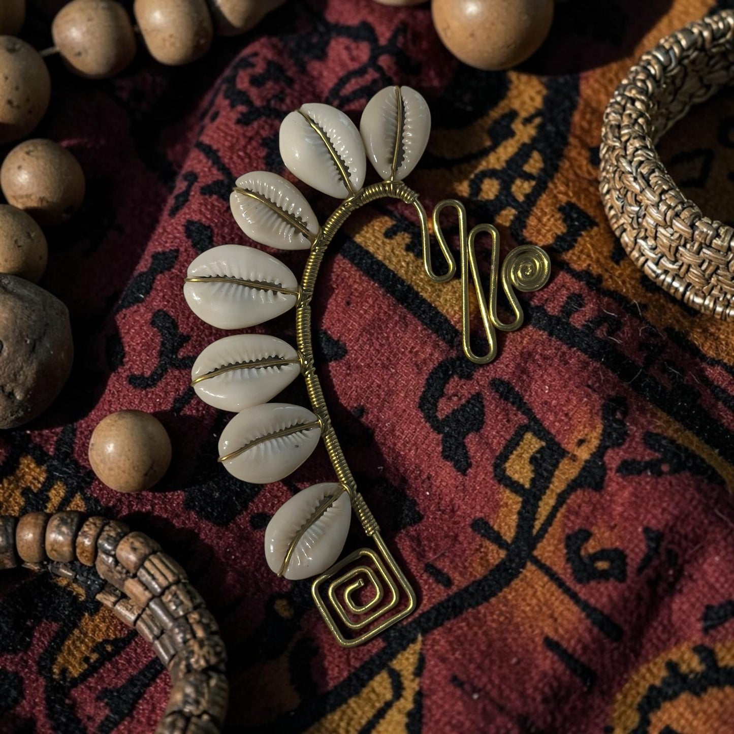 AdornHer “Heritage Spiral” Cowrie Ear Cuff (Right Ear)