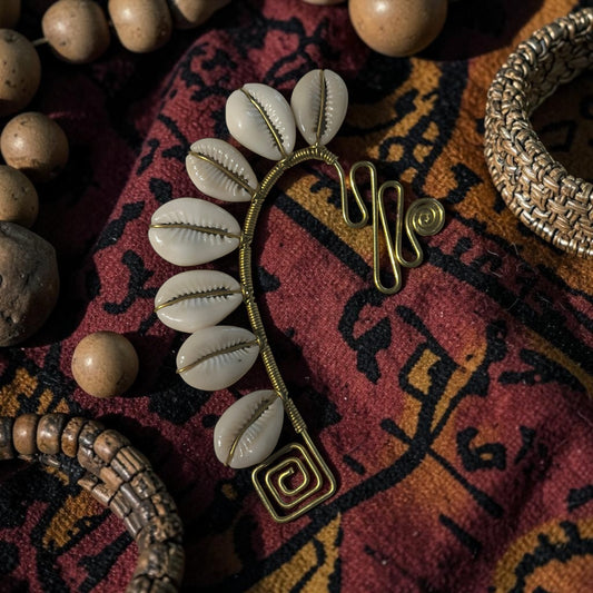 AdornHer “Heritage Spiral” Cowrie Ear Cuff (Right Ear)