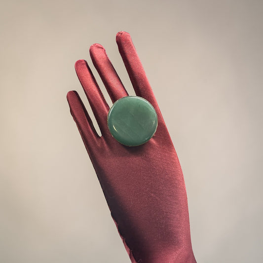 Green Aventurine Brass Ring – Round