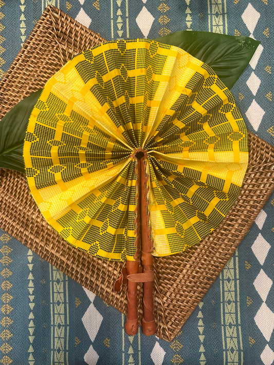Kwekwe Yellow Ankara Folding Fan (Imperfection)