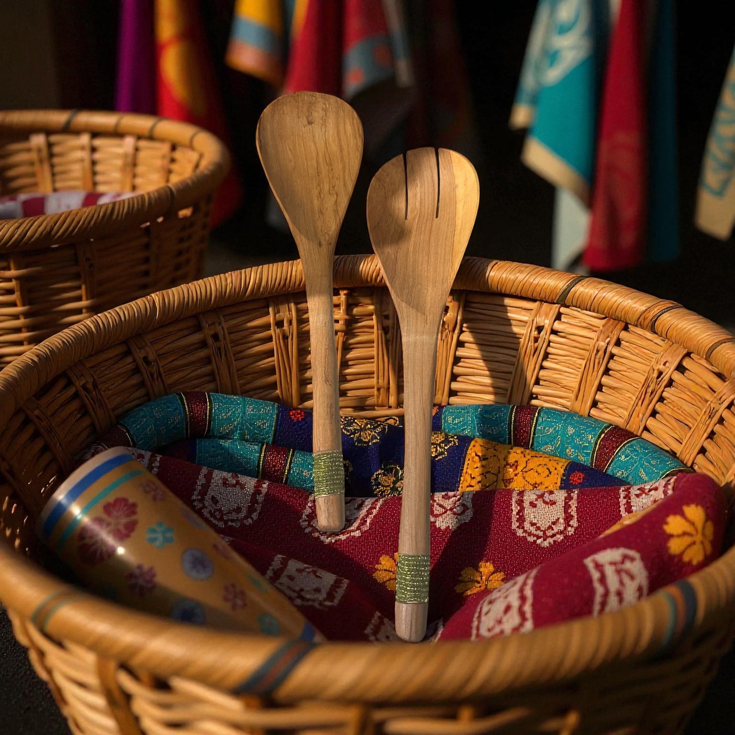 Olive Grove Serenity Beaded Salad Server Set