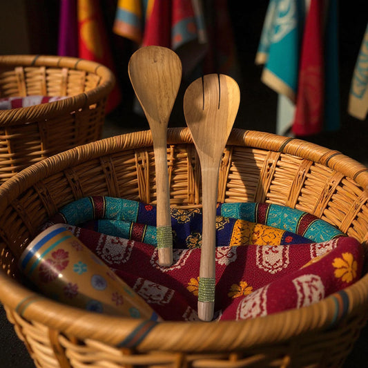 Olive Grove Serenity Beaded Salad Server Set