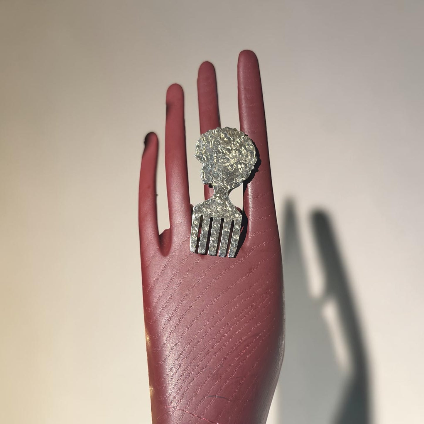 Afro Crown Silver Ring