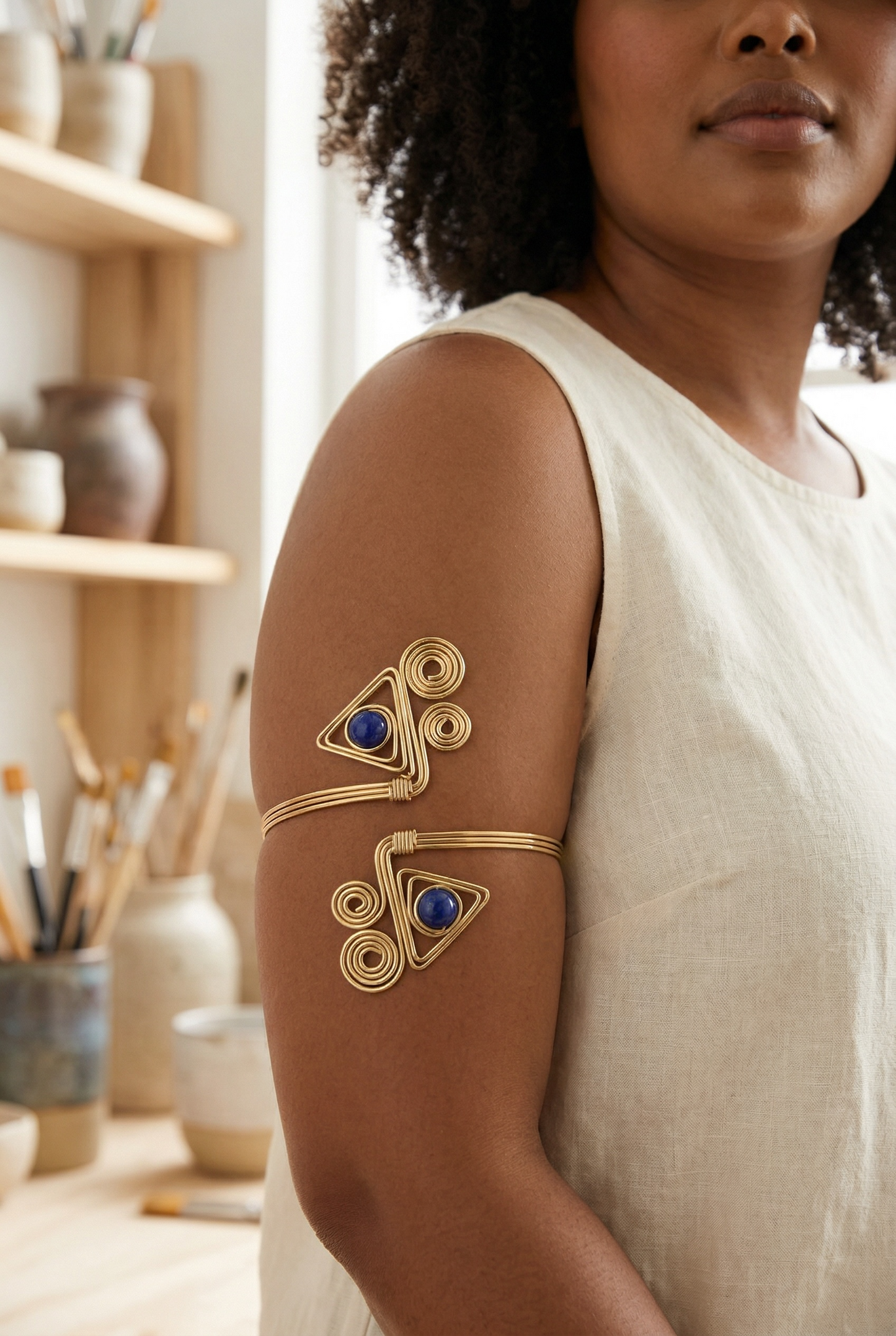 AdornHer Sapphire Geometry Arm Cuff