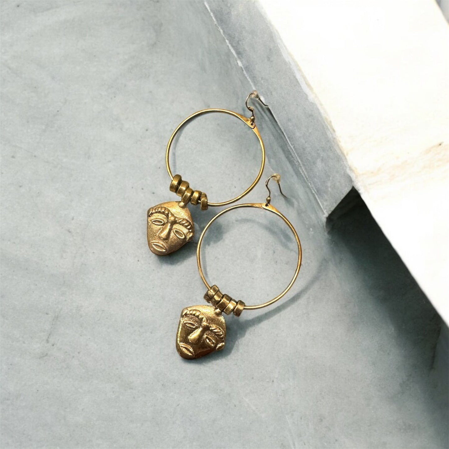 Faces of the Ancestors: Statement Brass Hoops