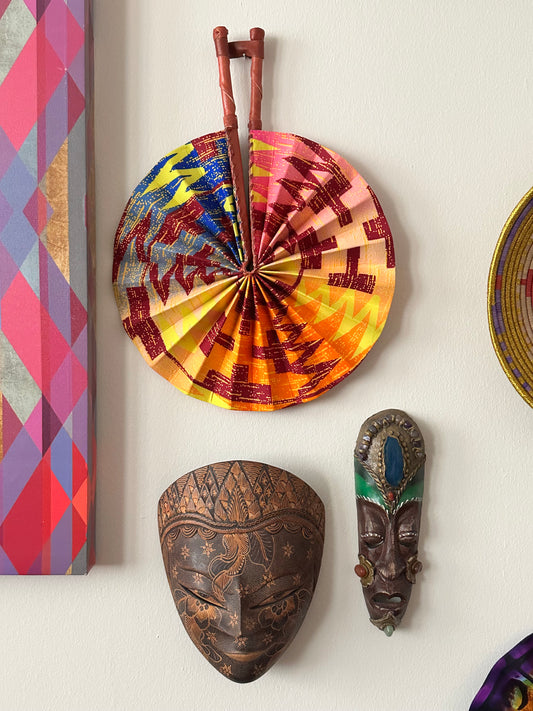 Sunset Royalty Ankara Folding Fan