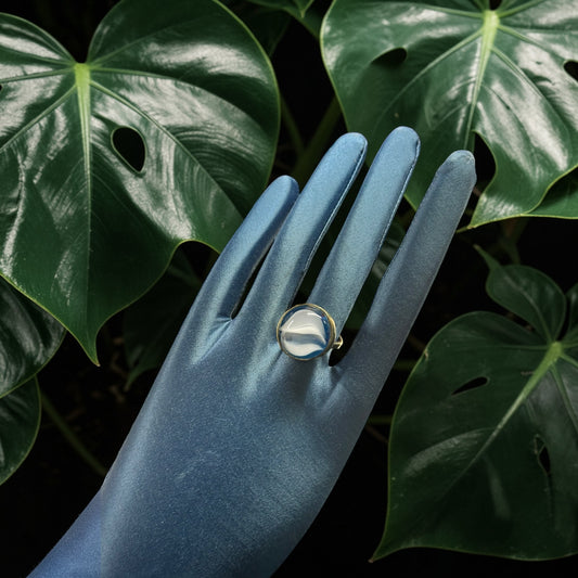 Blue Bloom Glass Brass Ring