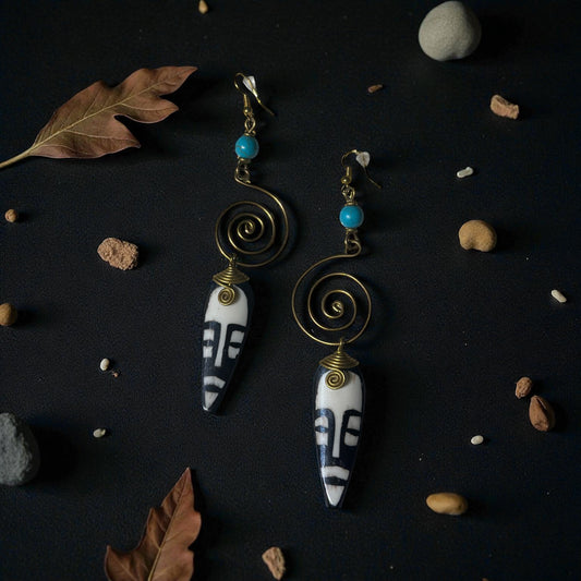 Spiral Guardian Mask Earrings