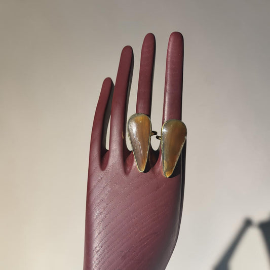 Amber Cascade Brass Ring