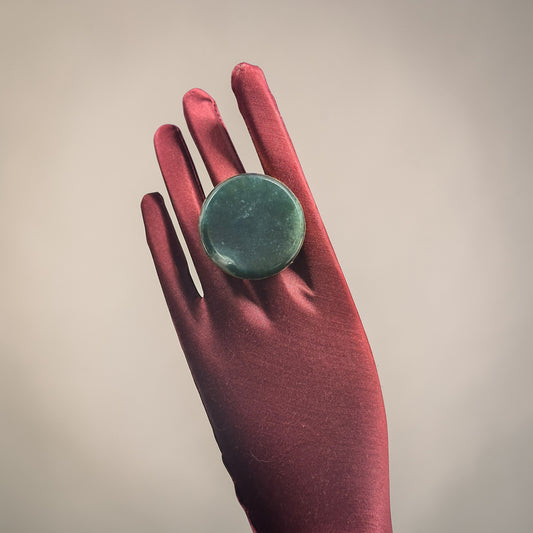 Green Aventurine Brass Ring – Round