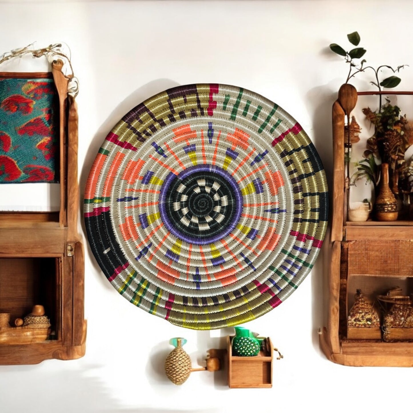 Sunburst Mosaic Woven Basket