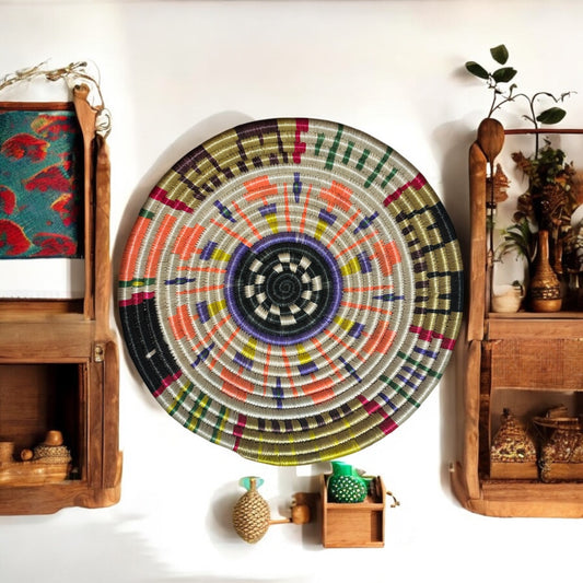 Sunburst Mosaic Woven Basket