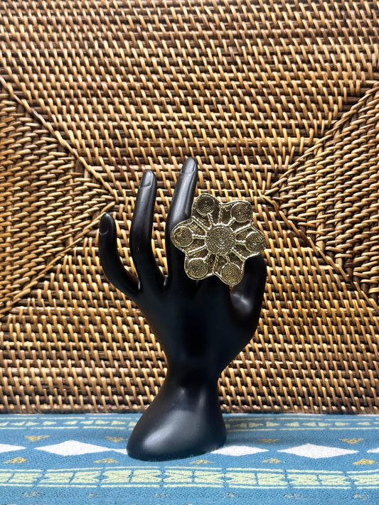 Flower Shield Brass Ring