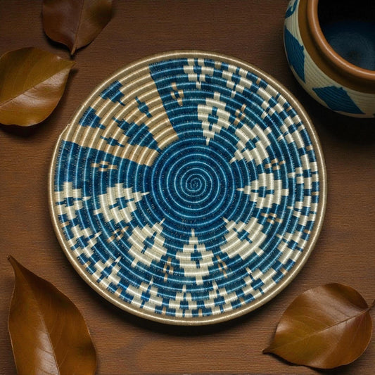 🌊 Indigo River Echoes Woven Basket