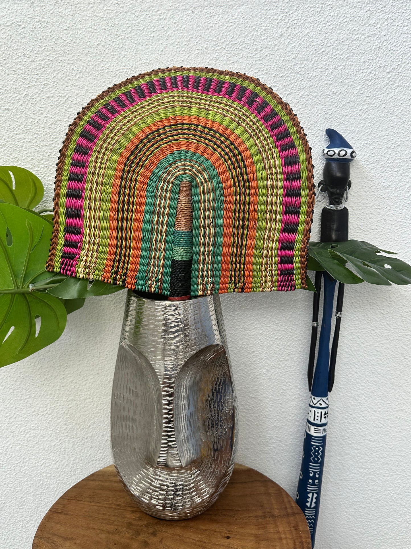 Green Colorful Woven Fan