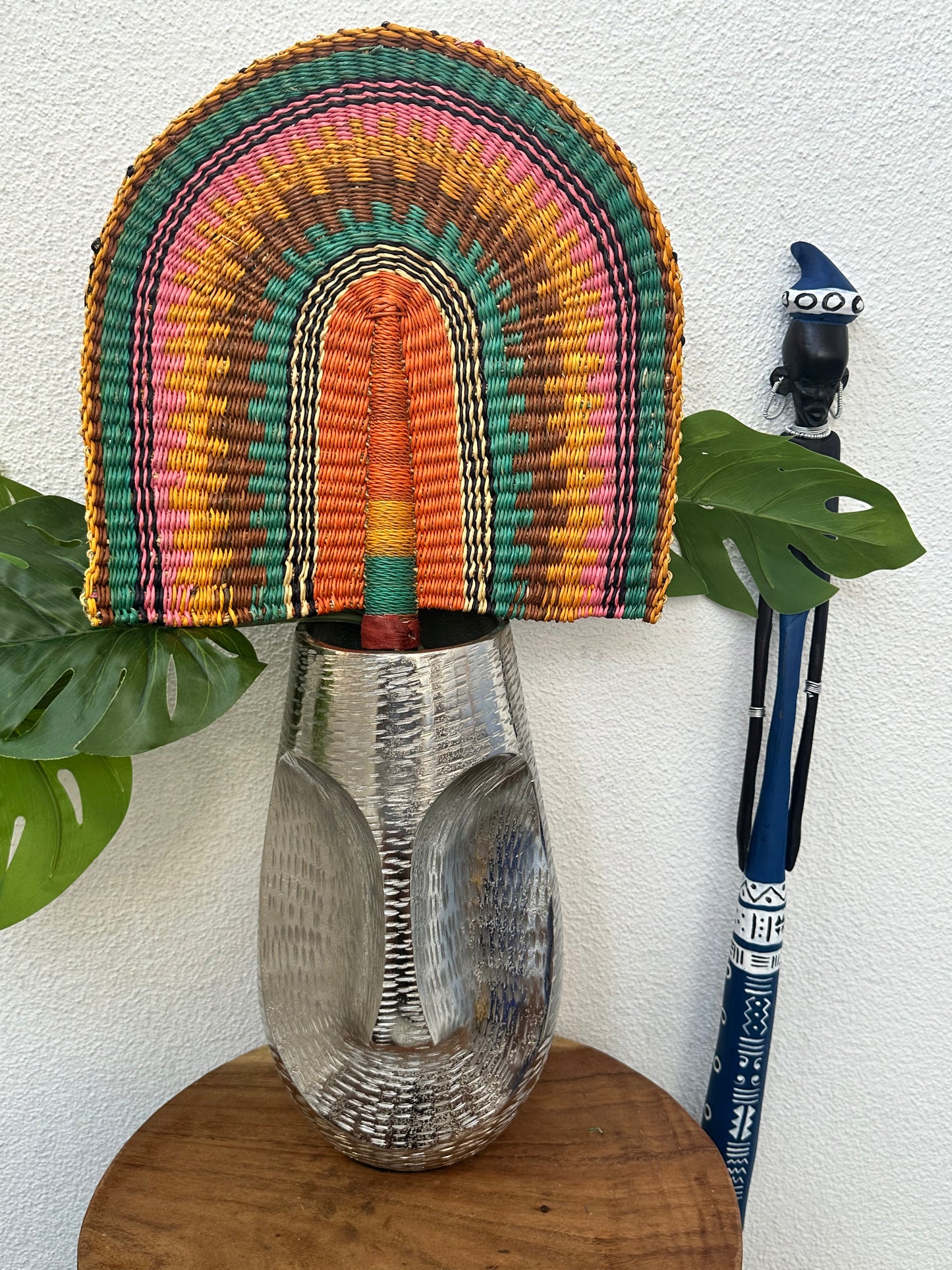 Orange Brown Teal Woven Fan