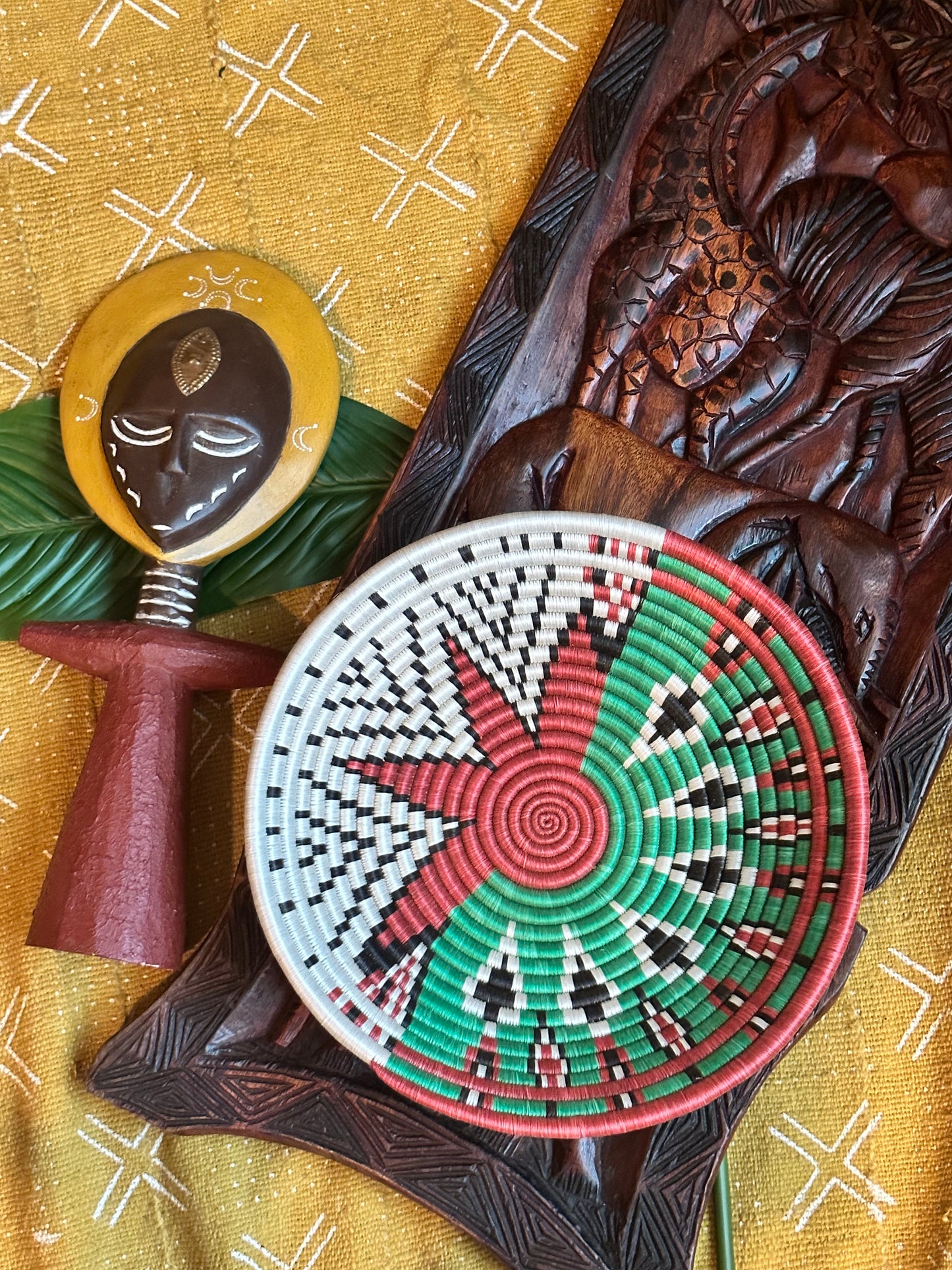 Whimsical Celestial Harmony Woven African Basket