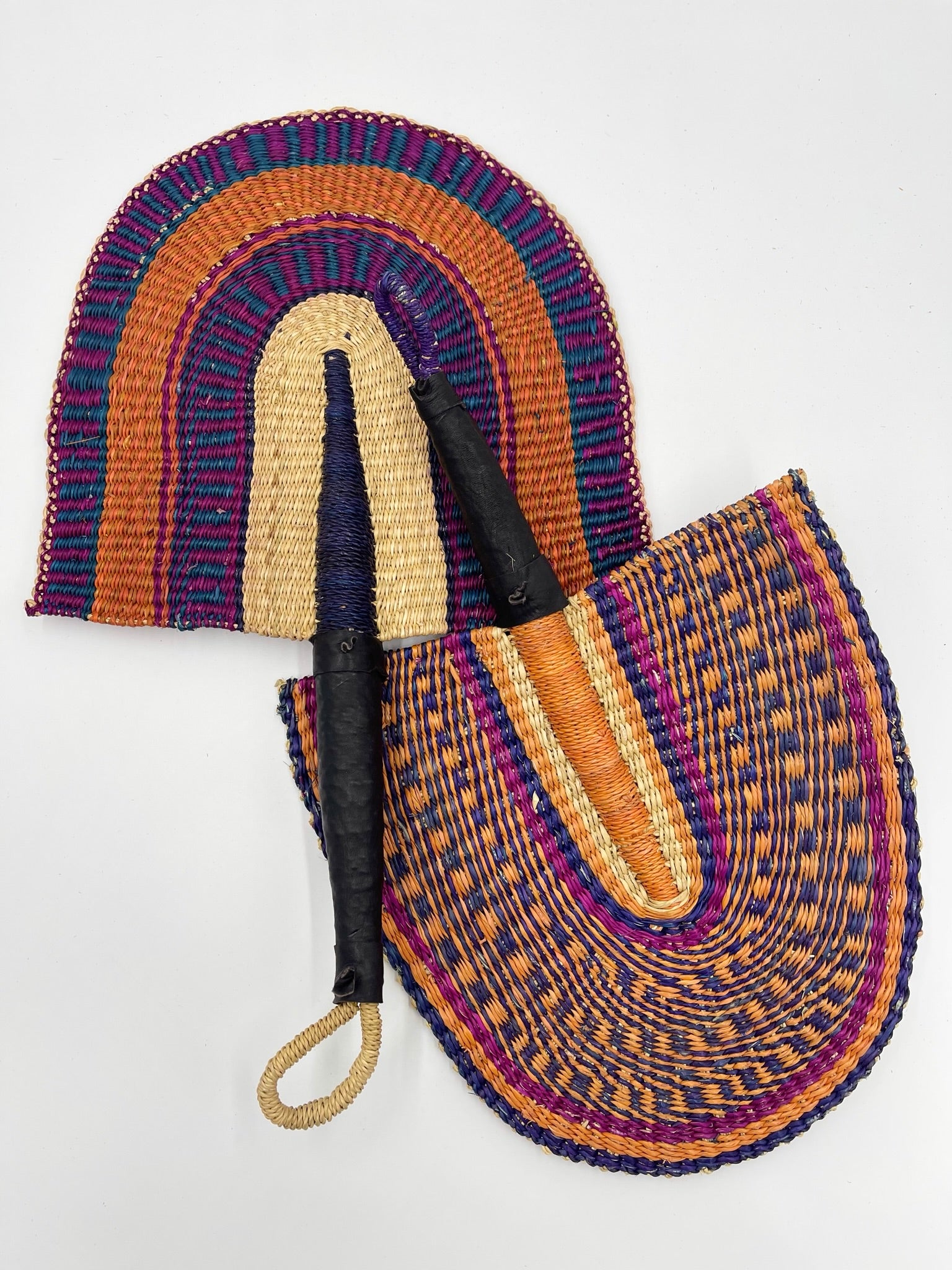 MAROON GOLDEN WOVEN AFRICAN FAN