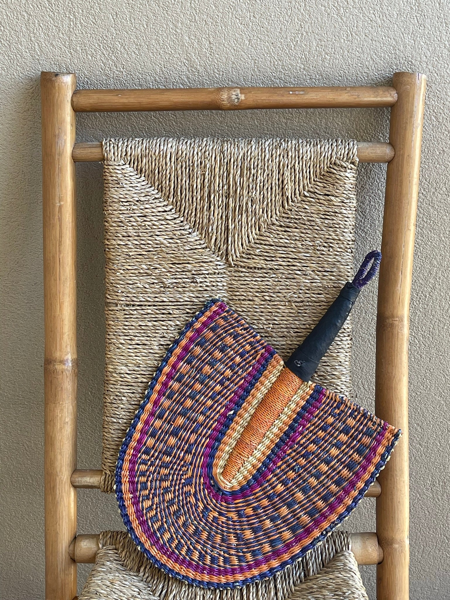 MAROON GOLDEN WOVEN AFRICAN FAN