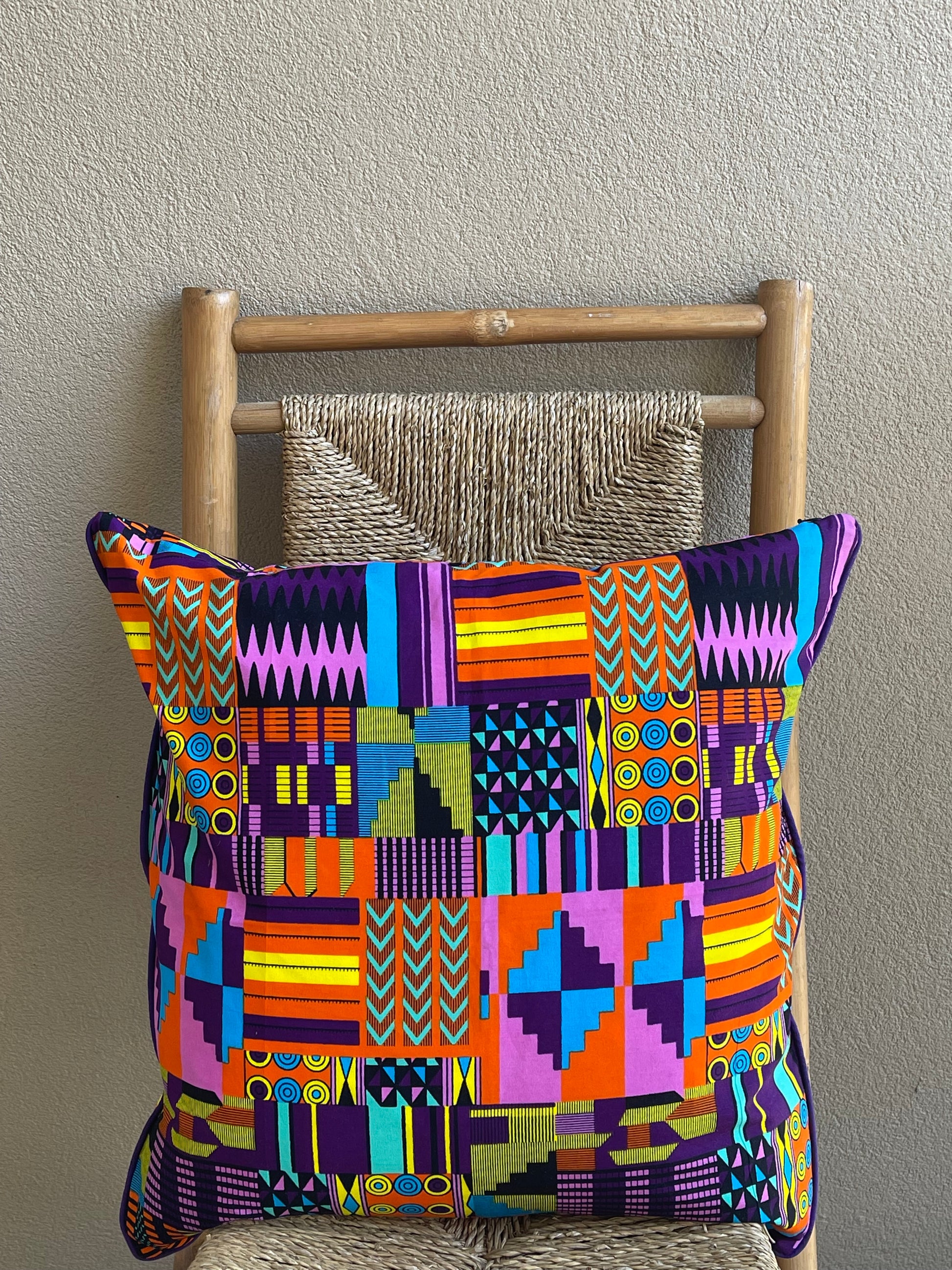 Pink Kente Pillow Cover